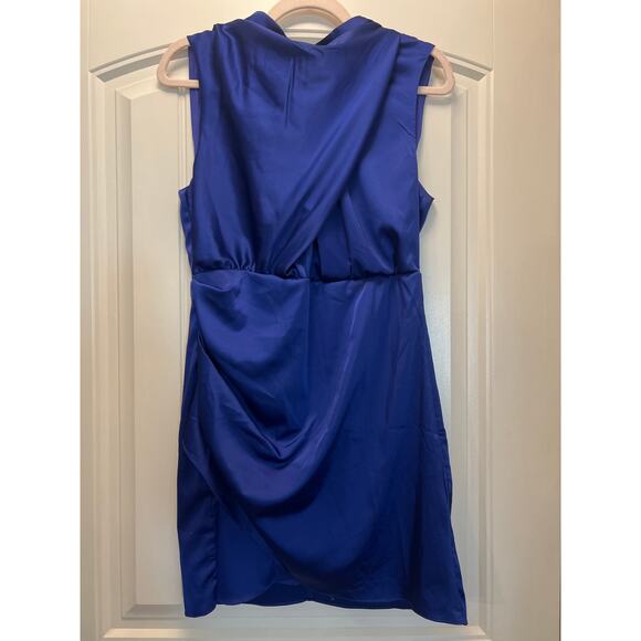 All About May Women’s Halter Neck Tie-Up Sleeveless Sexy Mini Dress Size 8 Blue - Picture 4 of 6